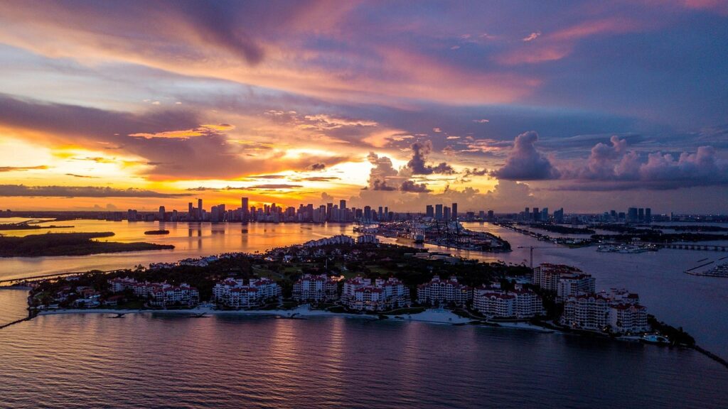 fisher island, florida, miami, sunset, skies, clouds, ocean, sky, beach, summer, water, drone, miami, nature, miami, miami, miami, miami